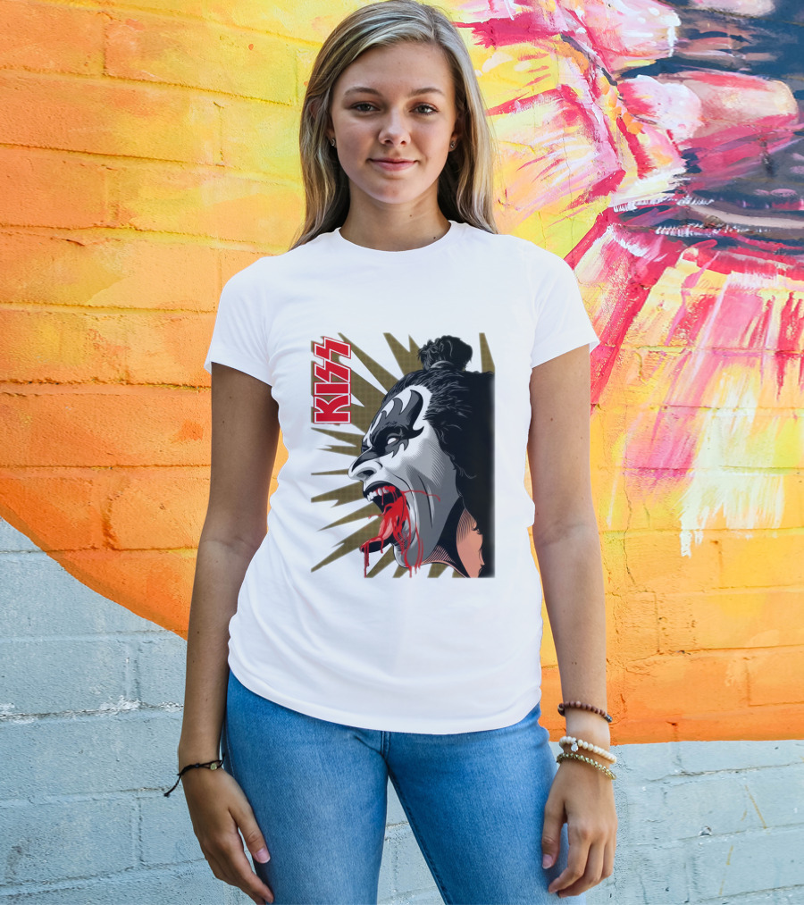 KISS Demon Face Makeup With Blood Spatter T-Shirt