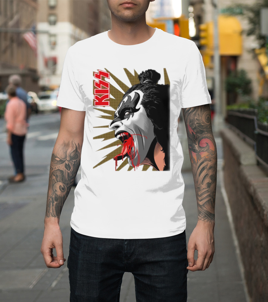 KISS Demon Face Makeup With Blood Spatter T-Shirt