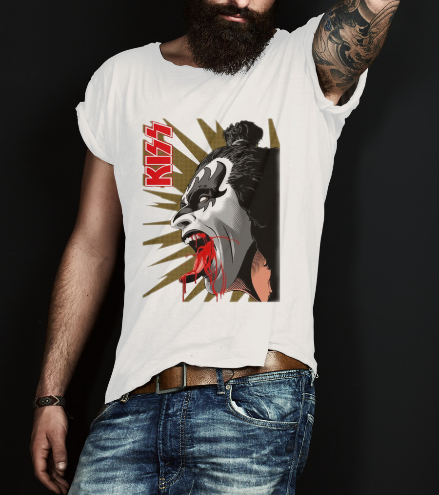 KISS Demon Face Makeup With Blood Spatter T-Shirt