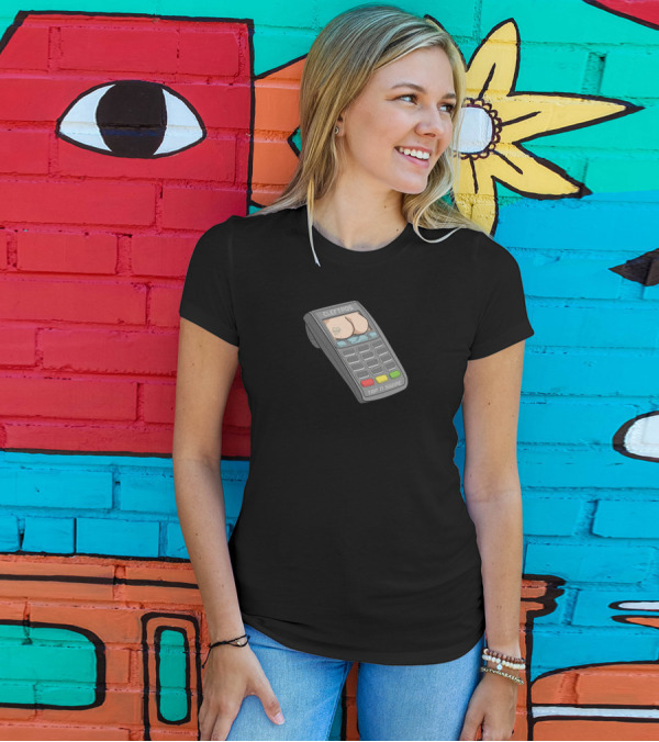 Cleftpos Tap N Swipe Illustrated Credit Card Machine Humor T-Shirt