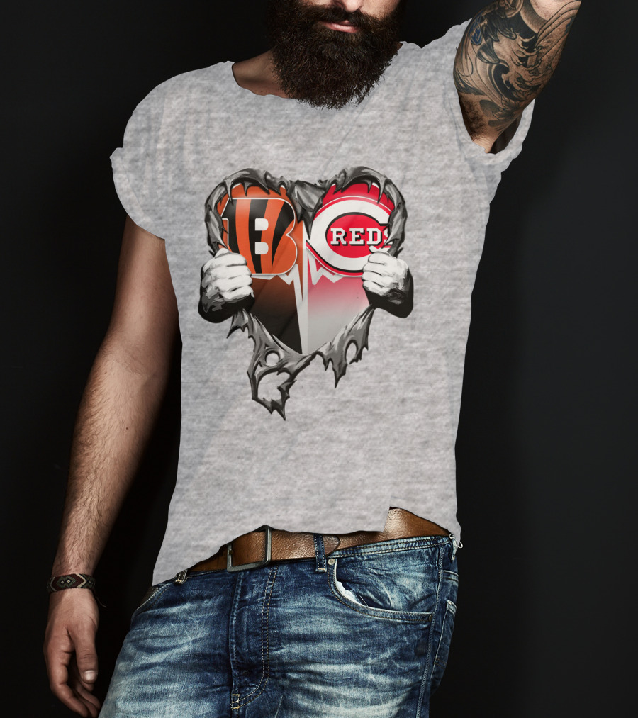 Cincinnati Bengals And Reds Heart T-Shirt
