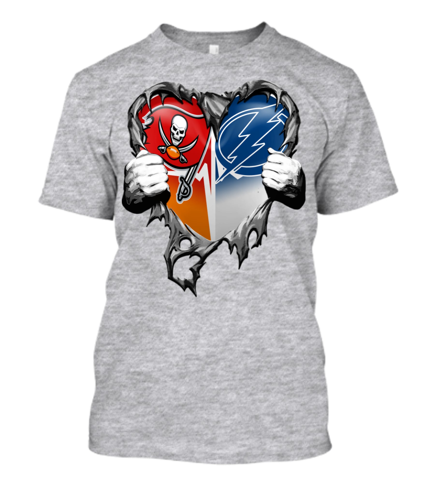 Tampa Bay Buccaneers And Tampa Bay Lightning Heart T-Shirt