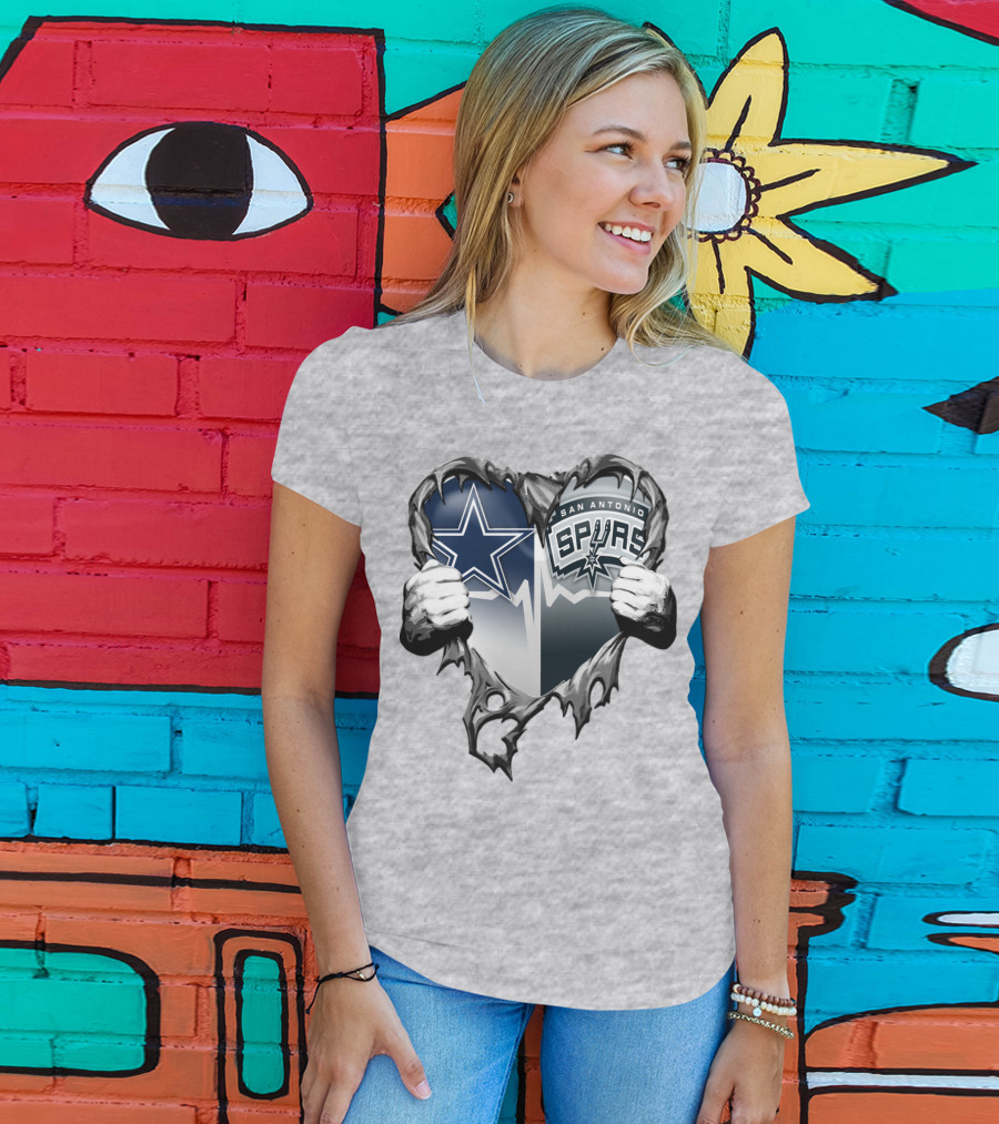 Dallas Cowboys San Antonio Spurs Heart T-Shirt