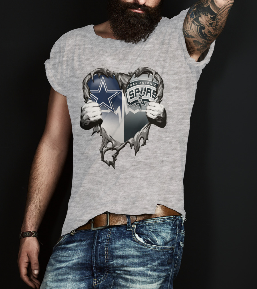 Dallas Cowboys San Antonio Spurs Heart T-Shirt