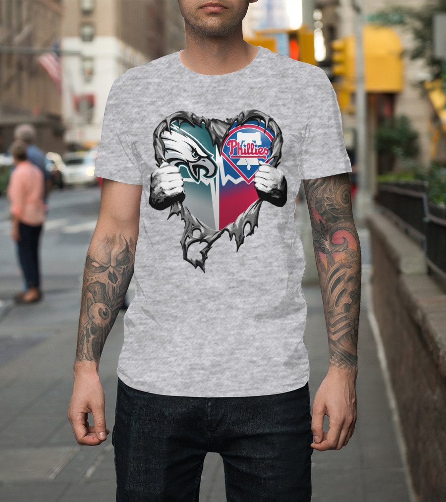 Eagles Phillies Heart Logo Blend T-Shirt