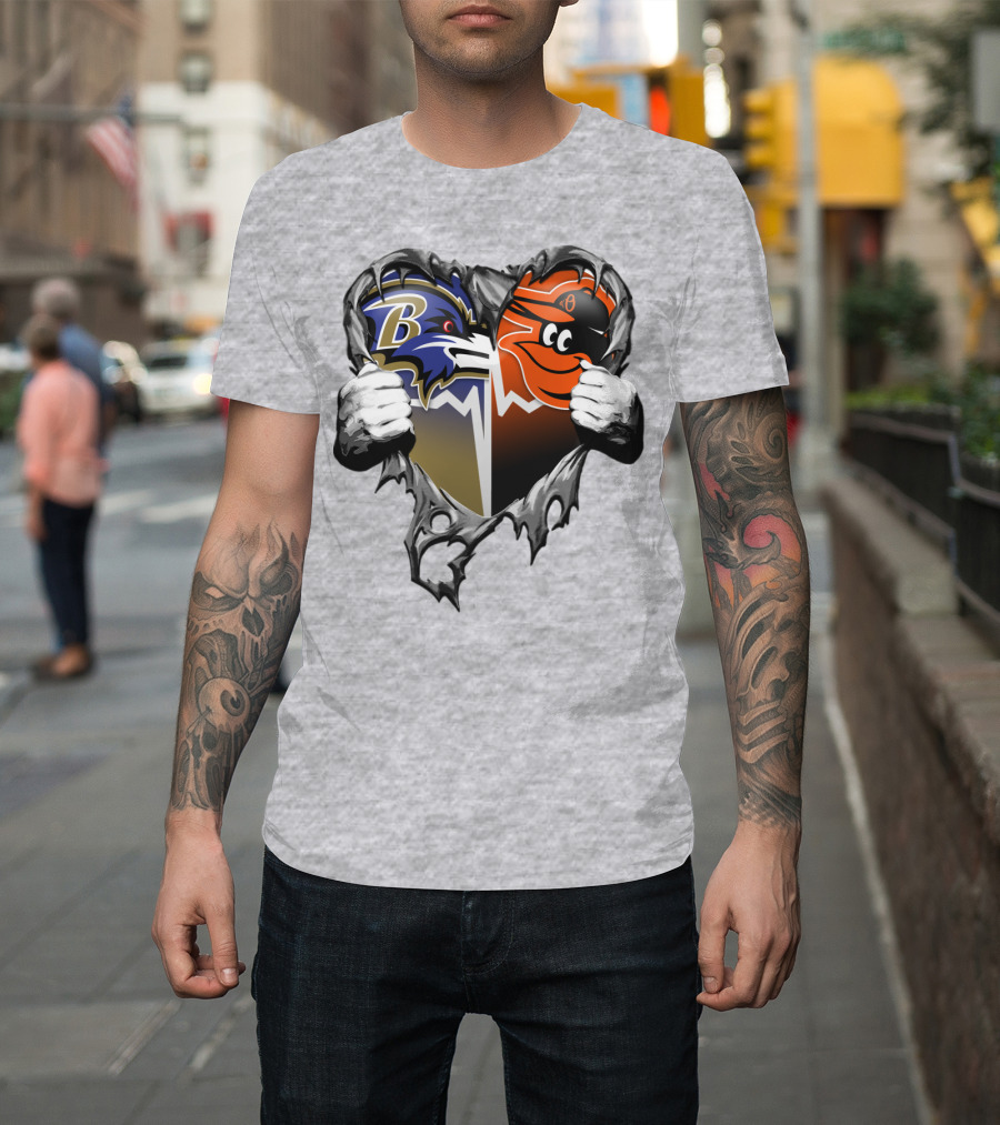 Baltimore Ravens Orioles Heart T-Shirt