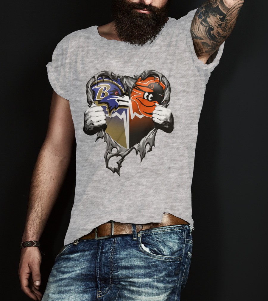 Baltimore Ravens Orioles Heart T-Shirt