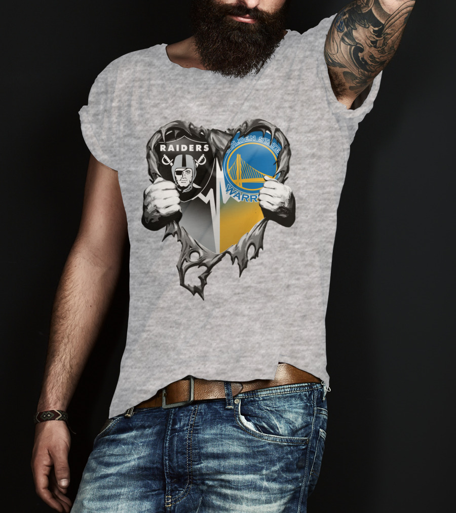 Raiders Golden State Warriors Heart Logo Xatt094 T-Shirt