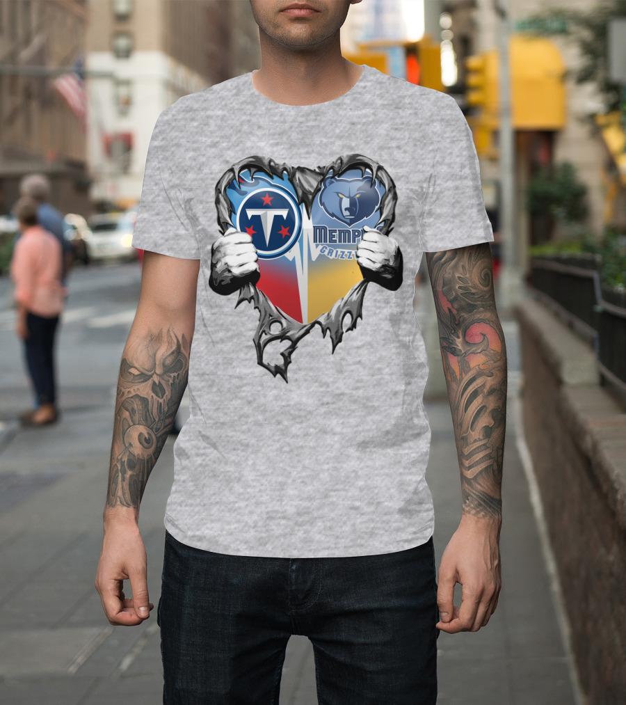 Titan Pride Grizzlies Heart Fusion T-Shirt