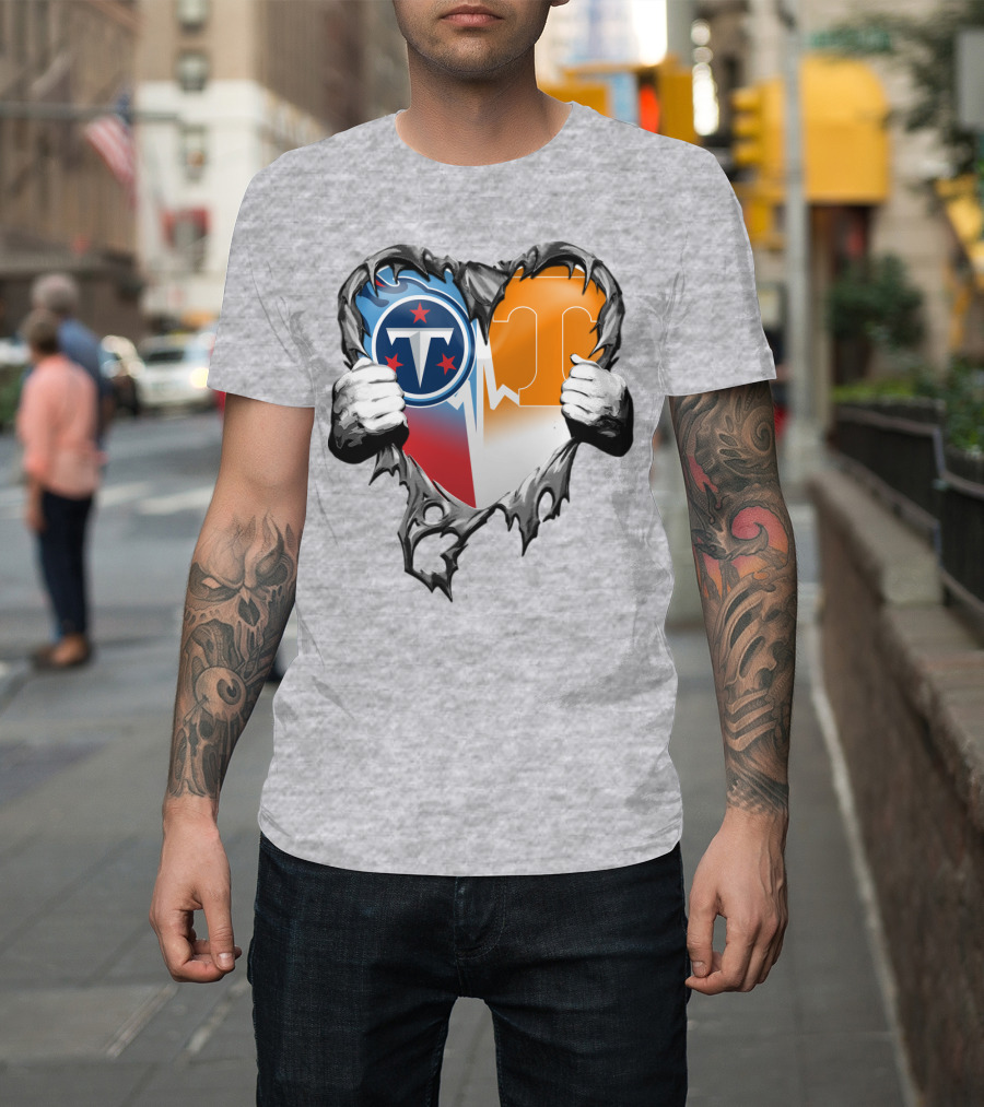 Tennessee Titans And Volunteers Heart T-Shirt