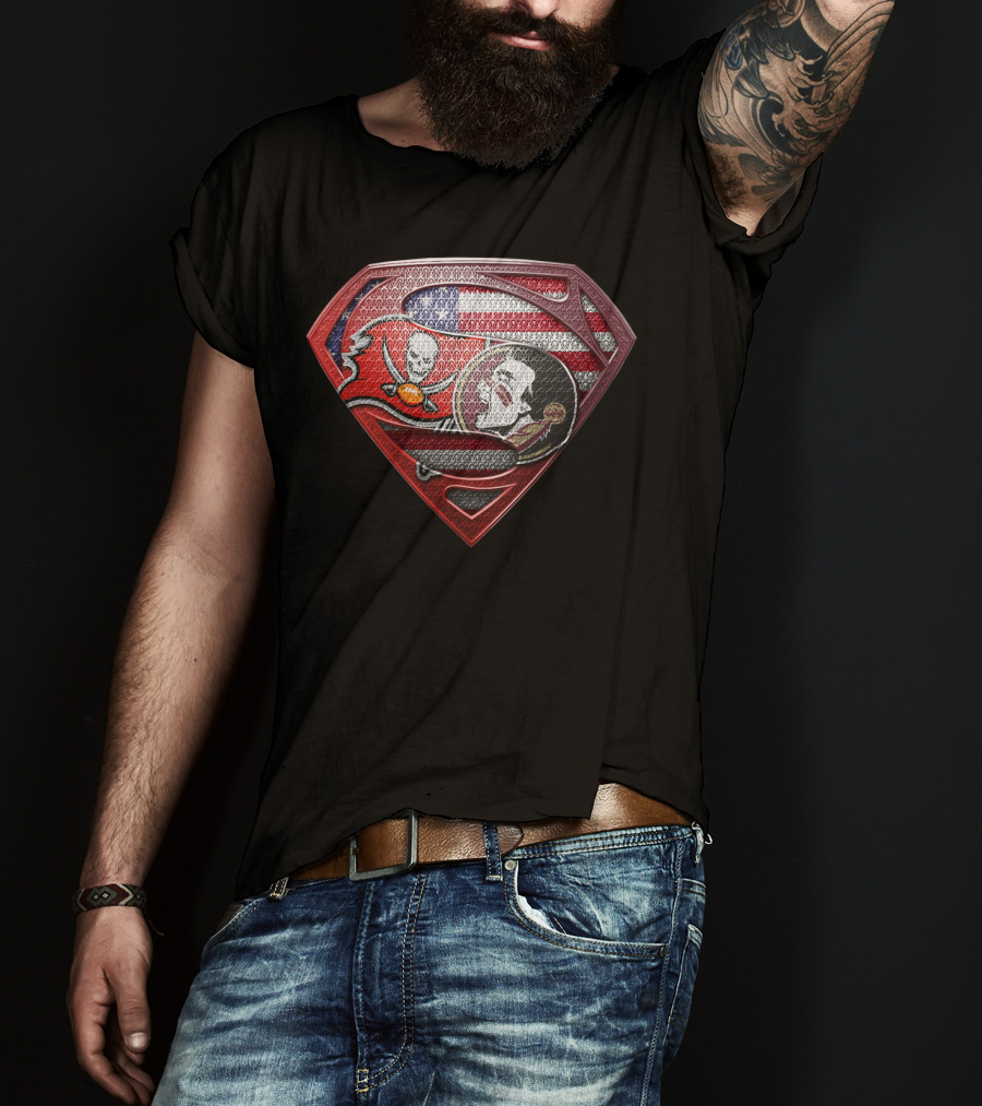 Superman Tampa Bay Buccaneers American Flag T-Shirt