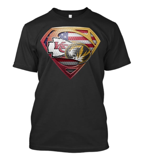 Missouri Chiefs Tigers Super Shield Usa Flag T-Shirt