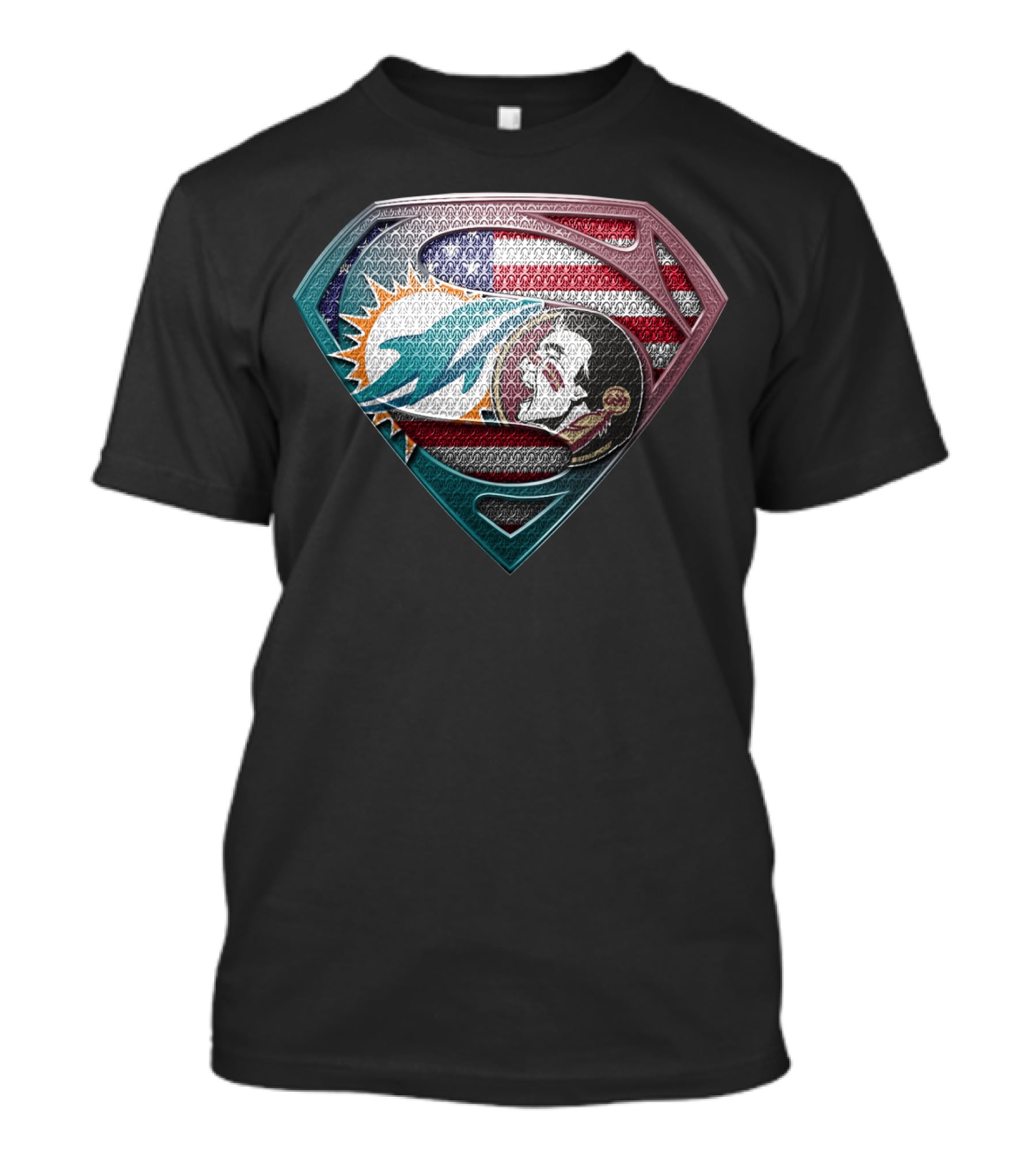 Miami Dolphins Superman American Flag Tribute T-Shirt