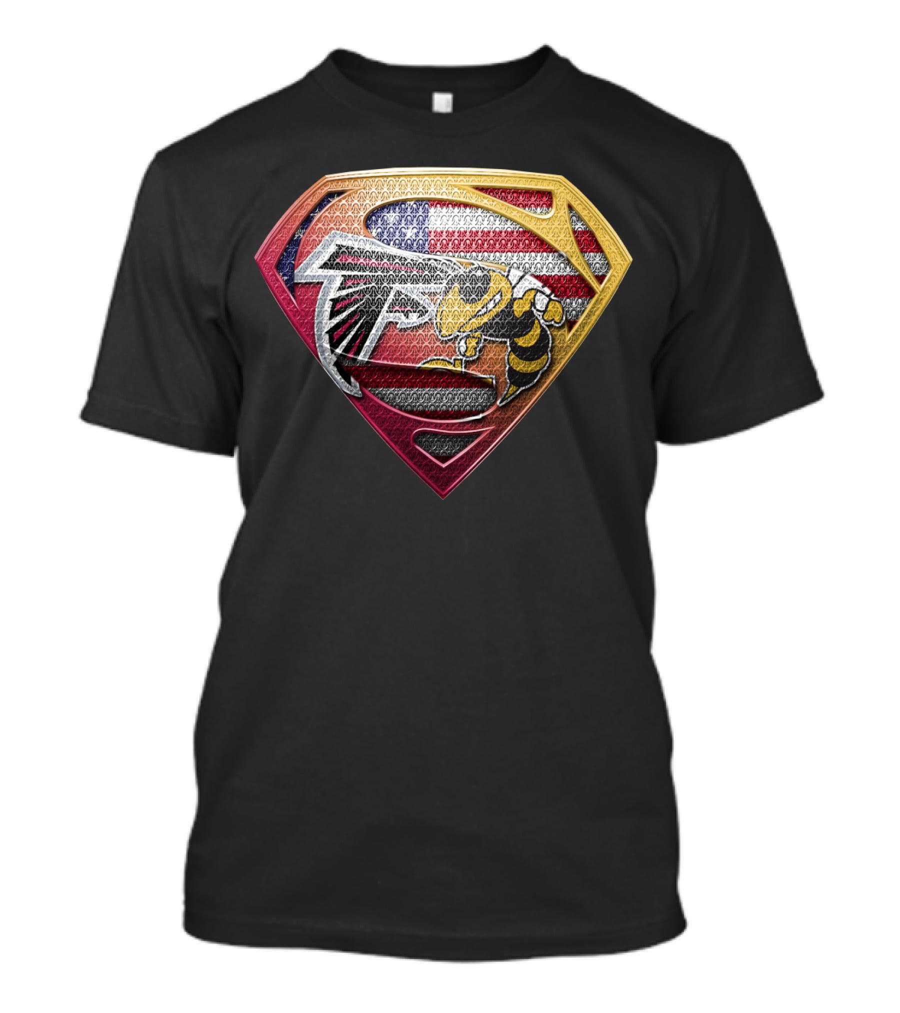 Superman American Flag Atlanta Falcons Georgia Tech Yellow Jackets Shield T-Shirt