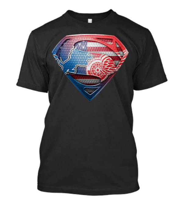 Superman Detroit Lions And Red Wings American Flag T-Shirt
