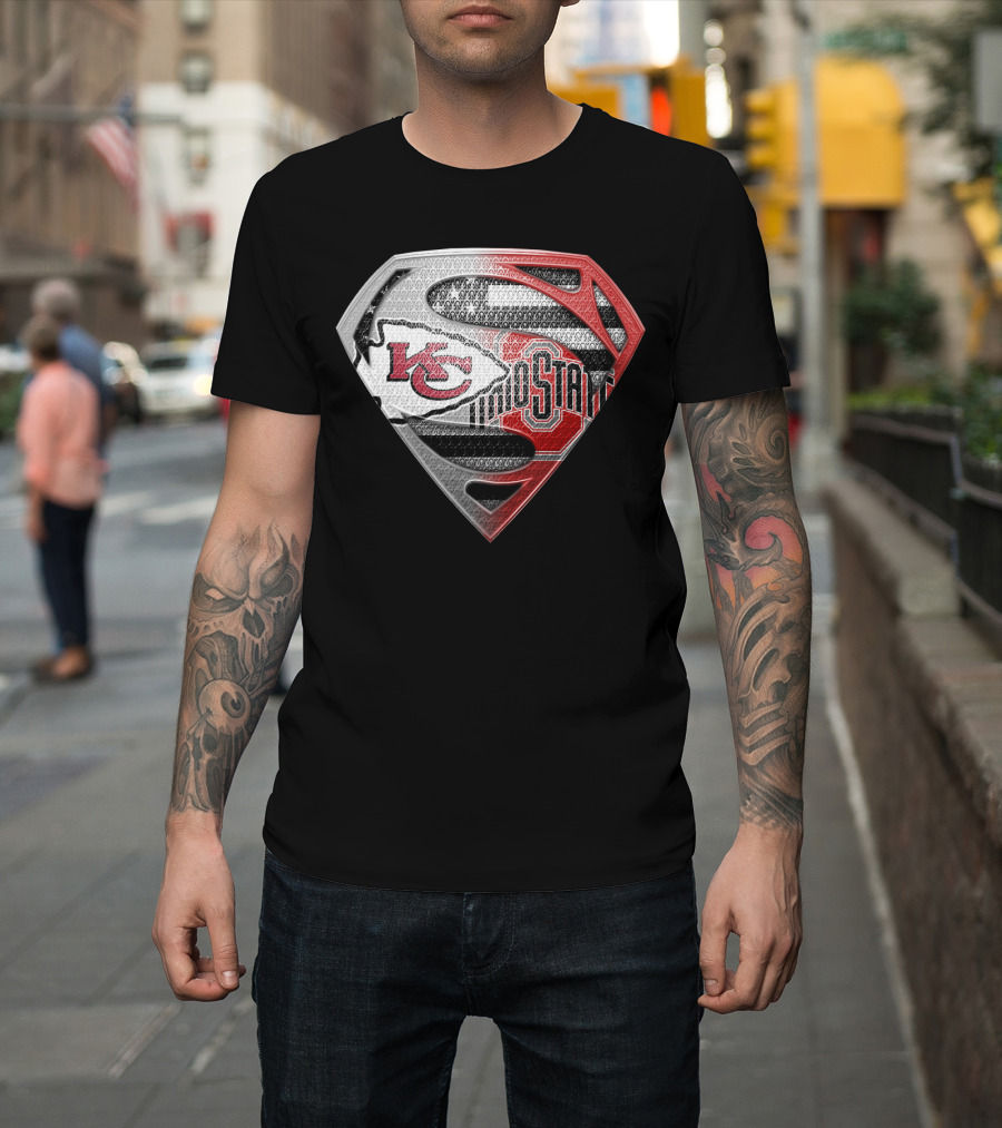 Kansas City Chiefs Ohio State Superman Logo Fusion T-Shirt