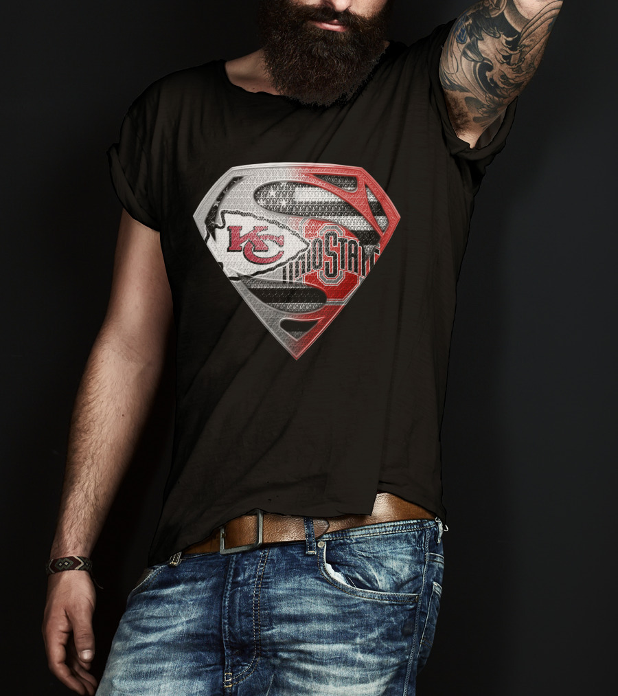 Kansas City Chiefs Ohio State Superman Logo Fusion T-Shirt