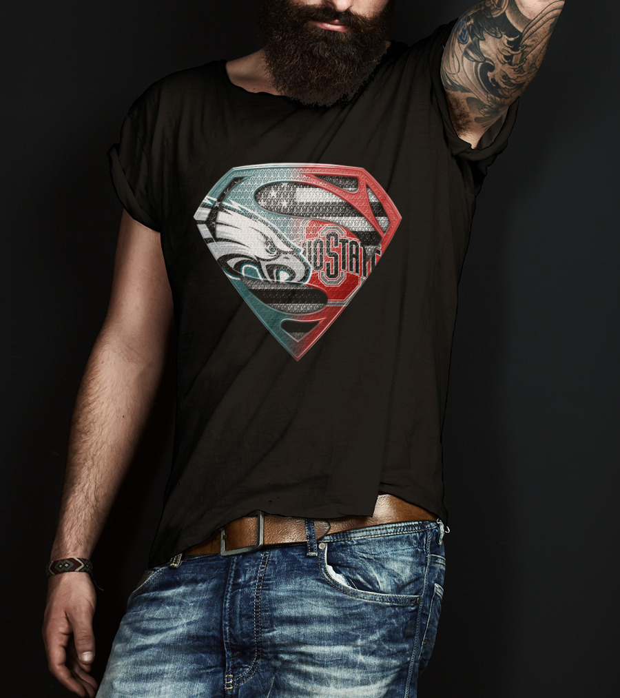 Philadelphia Eagles Ohio State Superman Shield T-Shirt
