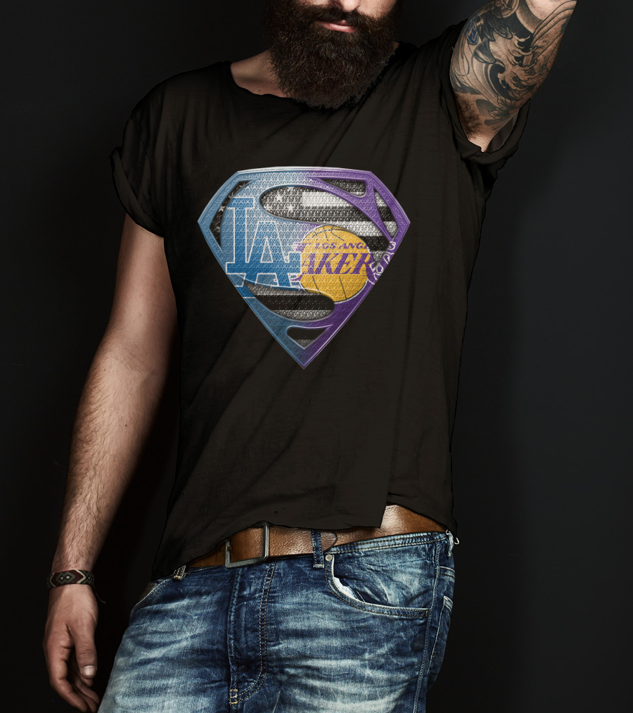 Lakers Superman Logo Los Angeles Basketball Icon Sspus156 T-Shirt
