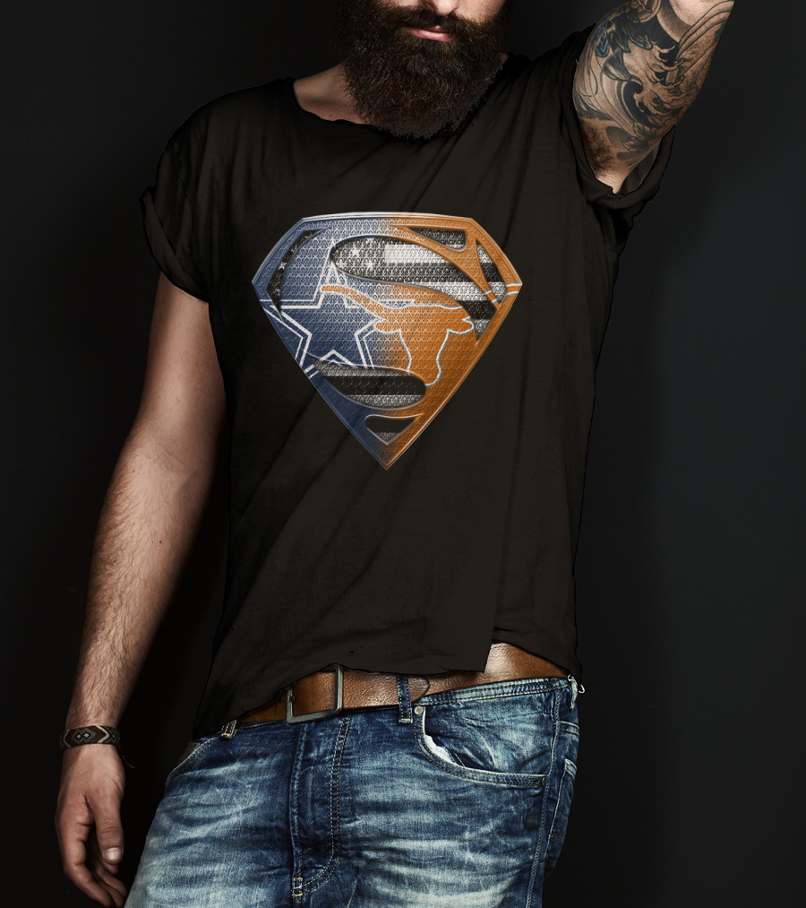 Texas Longhorns Dallas Cowboys Superman Logo Mashup T-Shirt