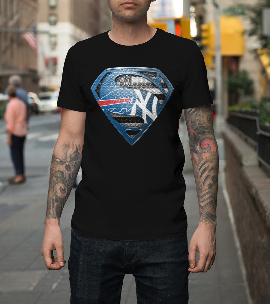 Buffalo Bills Superman New York Yankees T-Shirt
