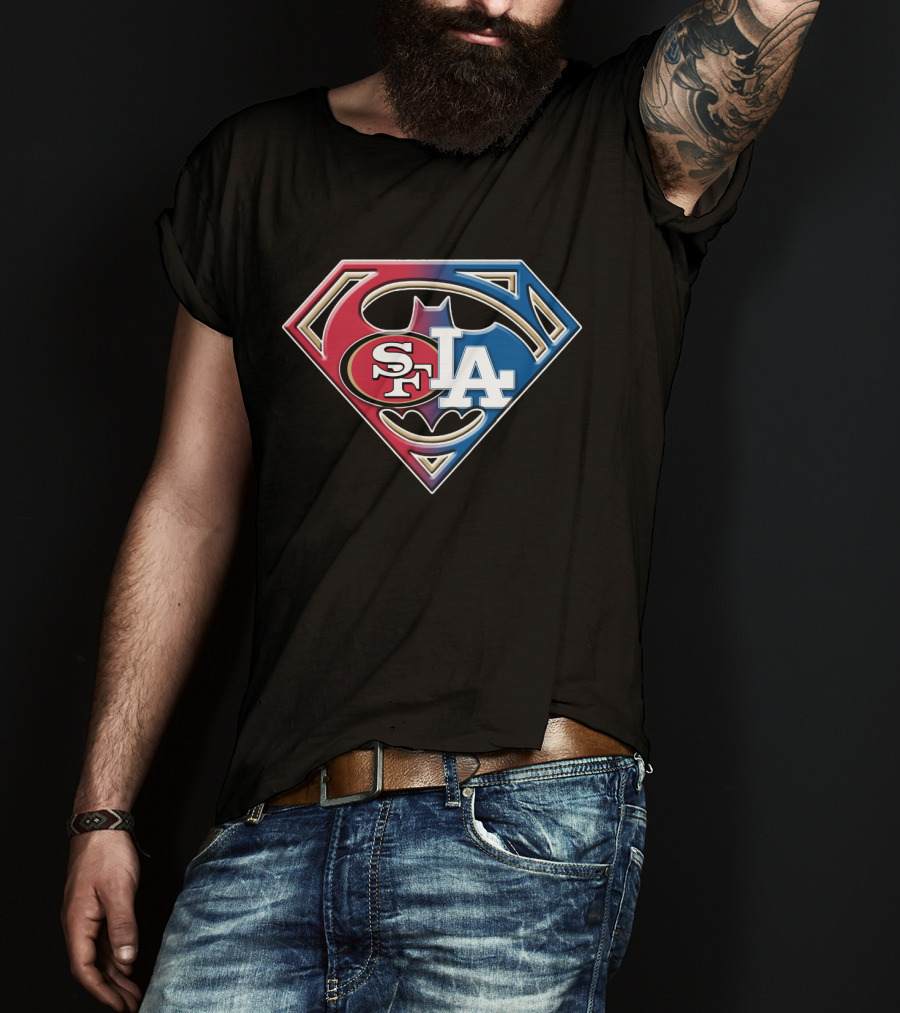 49ers Dodgers Batman Superman Logo Mashup Bat T-Shirt