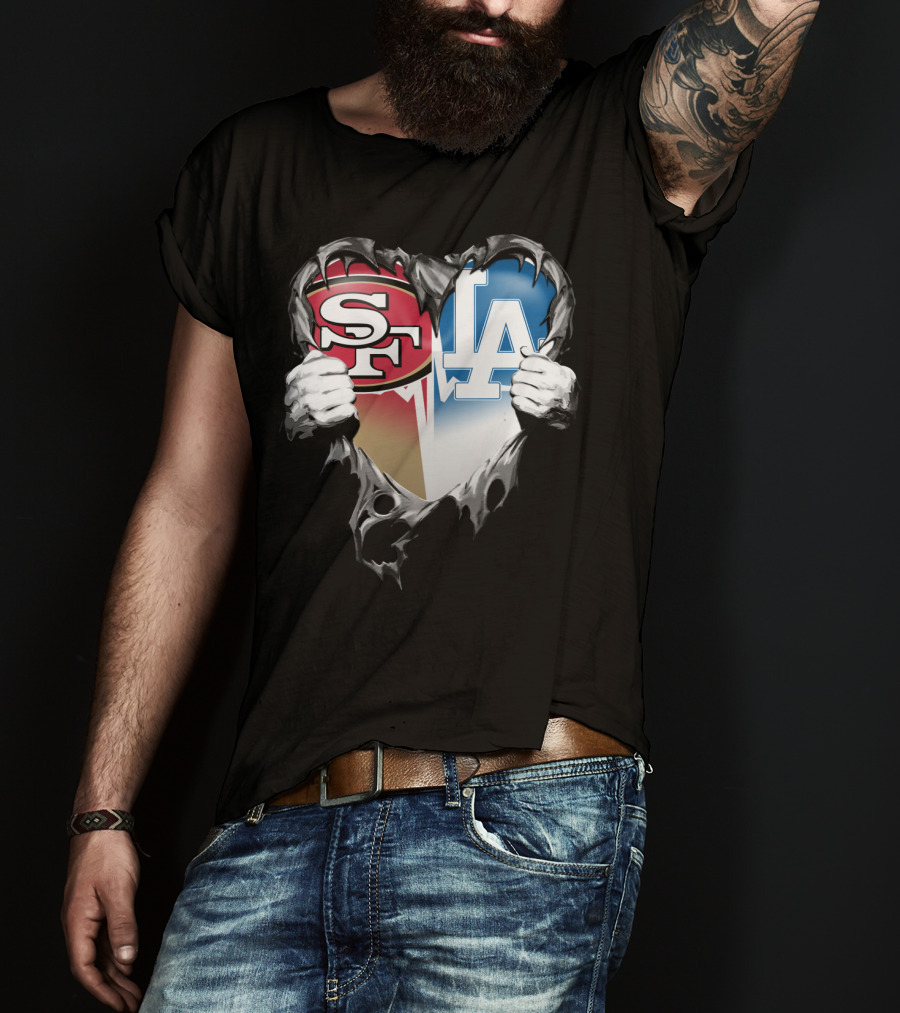 Sf And La Rivalry Heart Split Xat T-Shirt