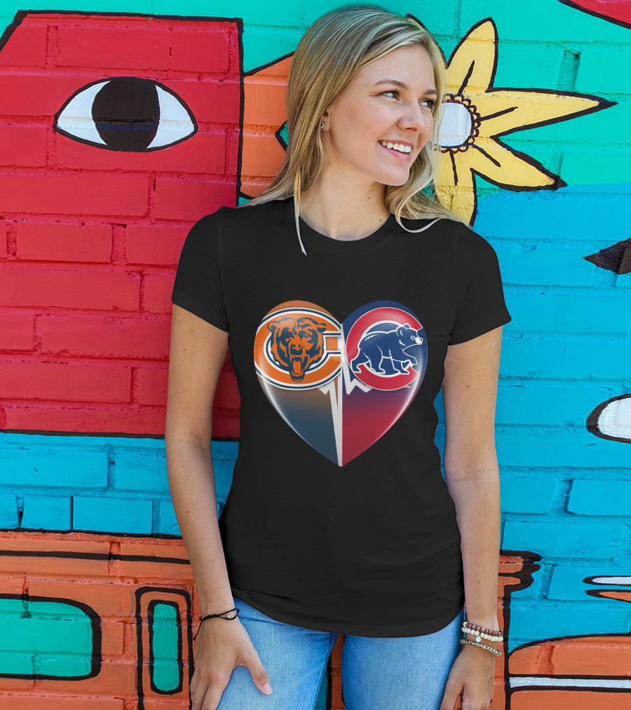 Chicago Bears And Cubs Split Heart TIM 008 T-Shirt