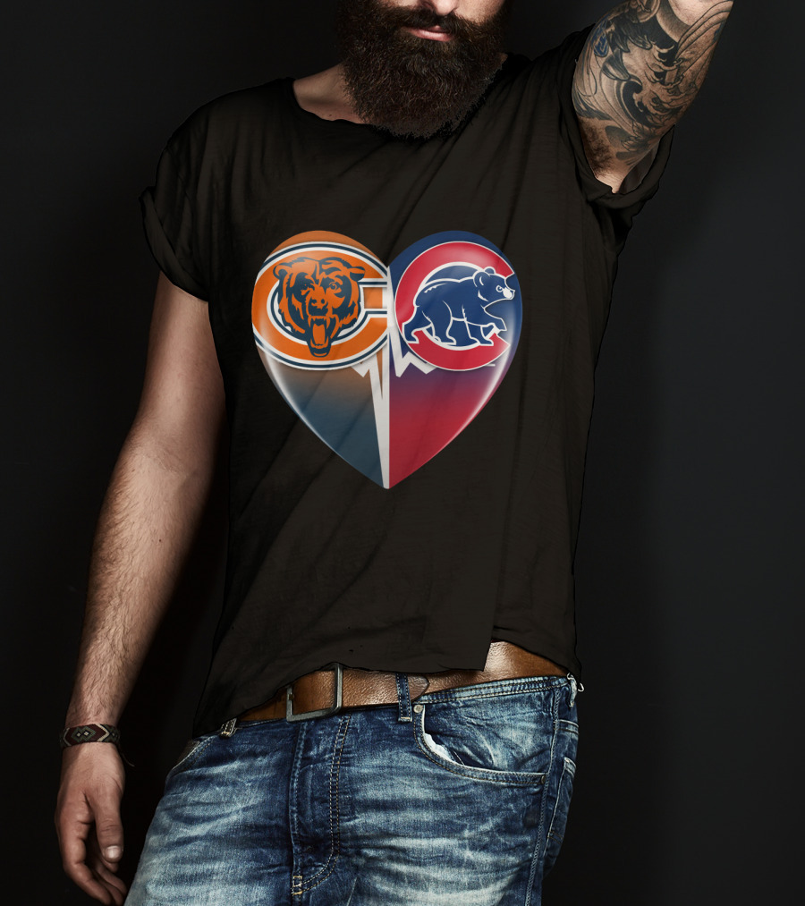 Chicago Bears And Cubs Split Heart TIM 008 T-Shirt