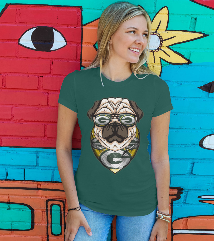 Green Bay Packers Pet Lover Pug Dog Football T-Shirt