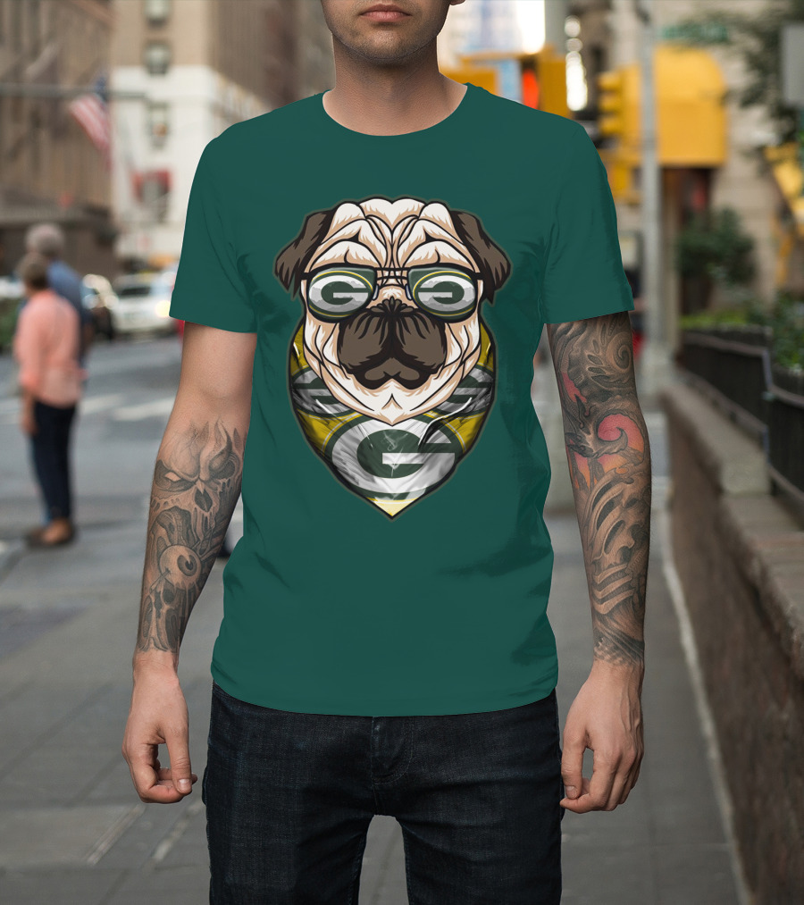 Green Bay Packers Pet Lover Pug Dog Football T-Shirt