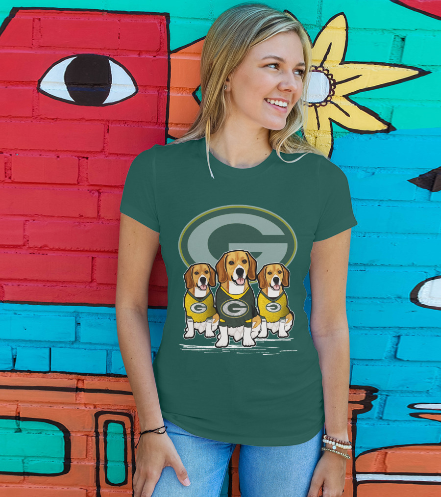 Green Bay Packers Dogs In Team Jerseys T-Shirt