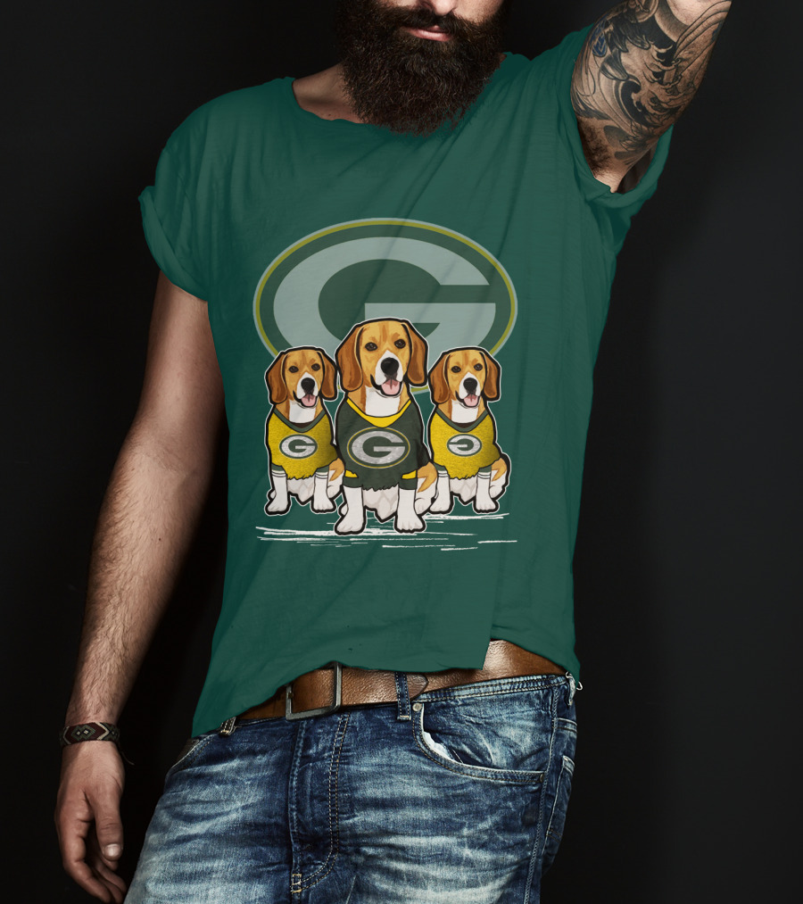 Green Bay Packers Dogs In Team Jerseys T-Shirt
