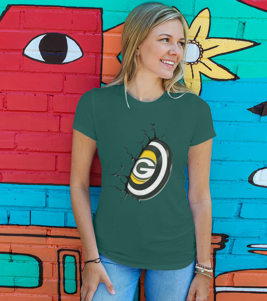Green Bay Packers Cracked Logo Burst T-Shirt