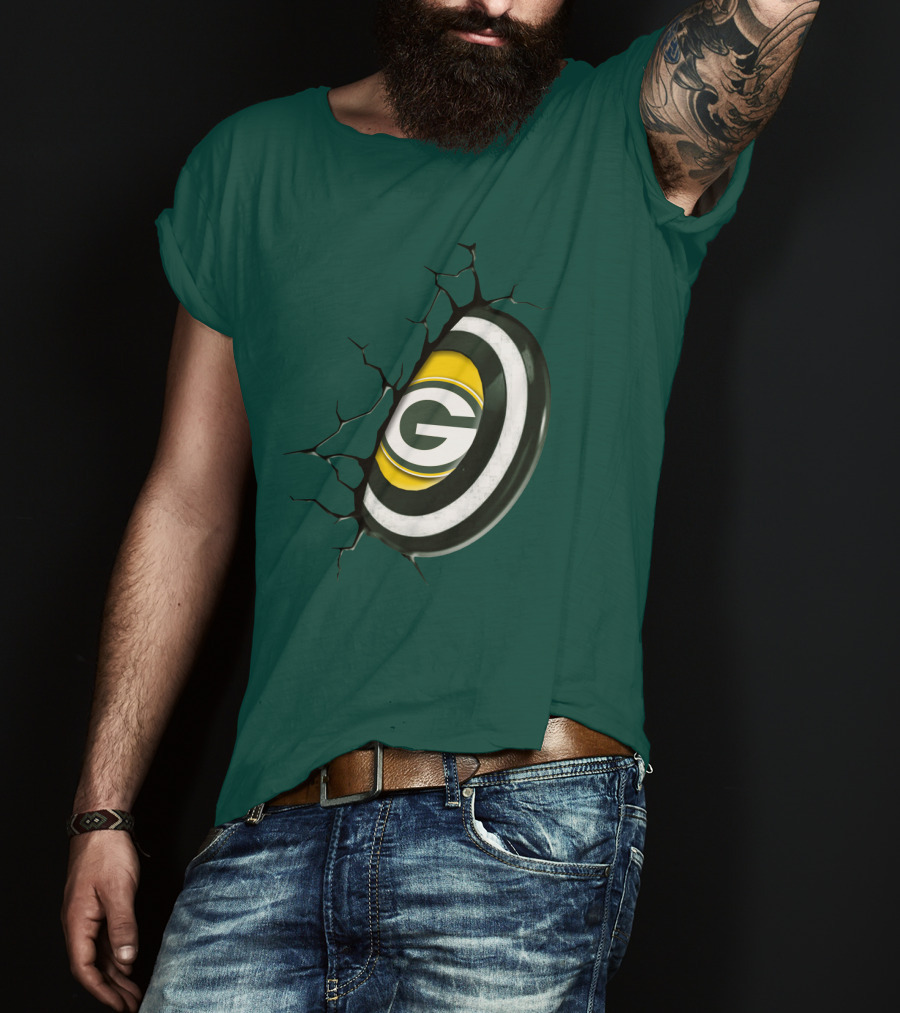 Green Bay Packers Cracked Logo Burst T-Shirt