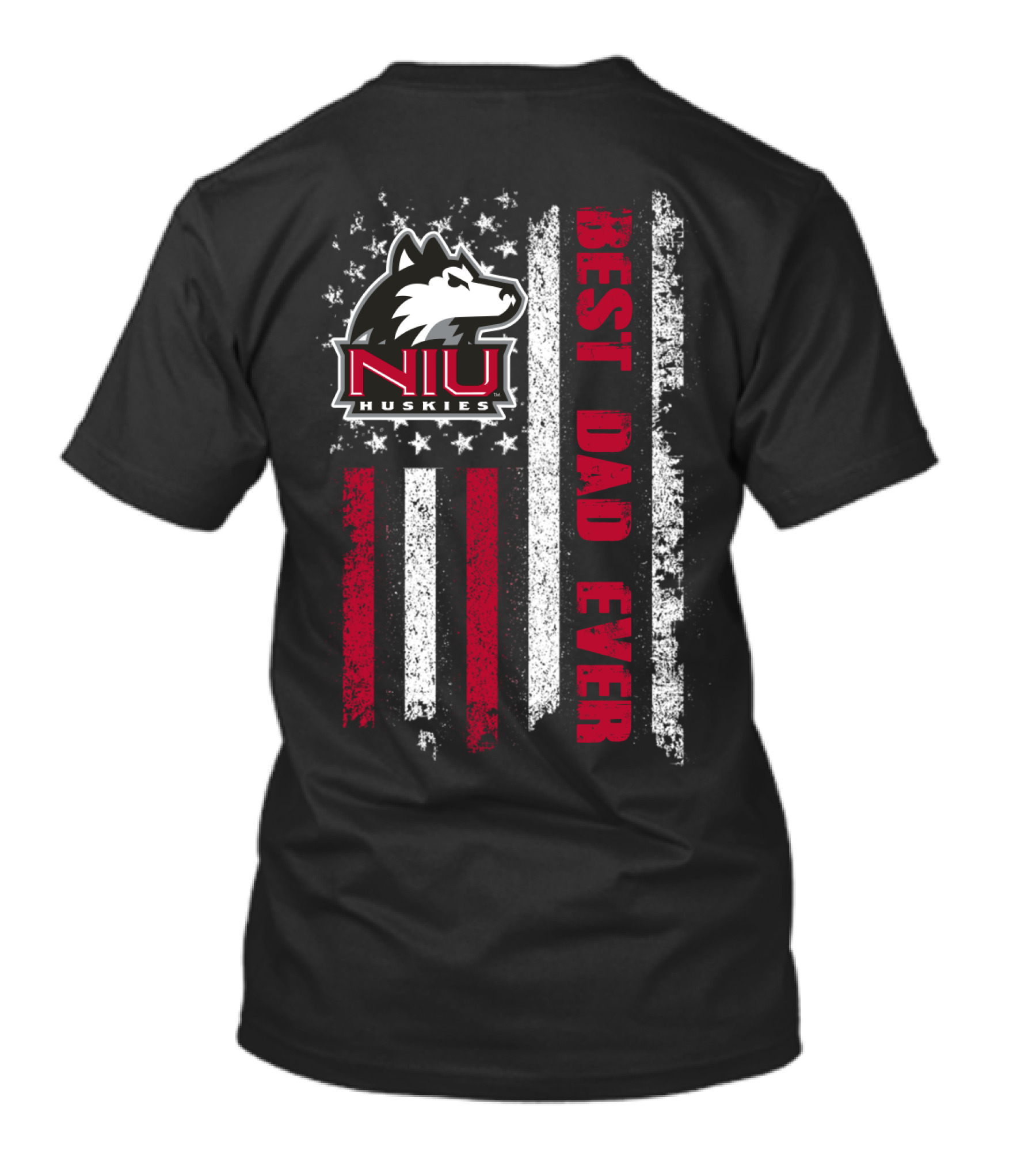 Niu Huskies Best Dad Ever Vintage American Flag T-Shirt