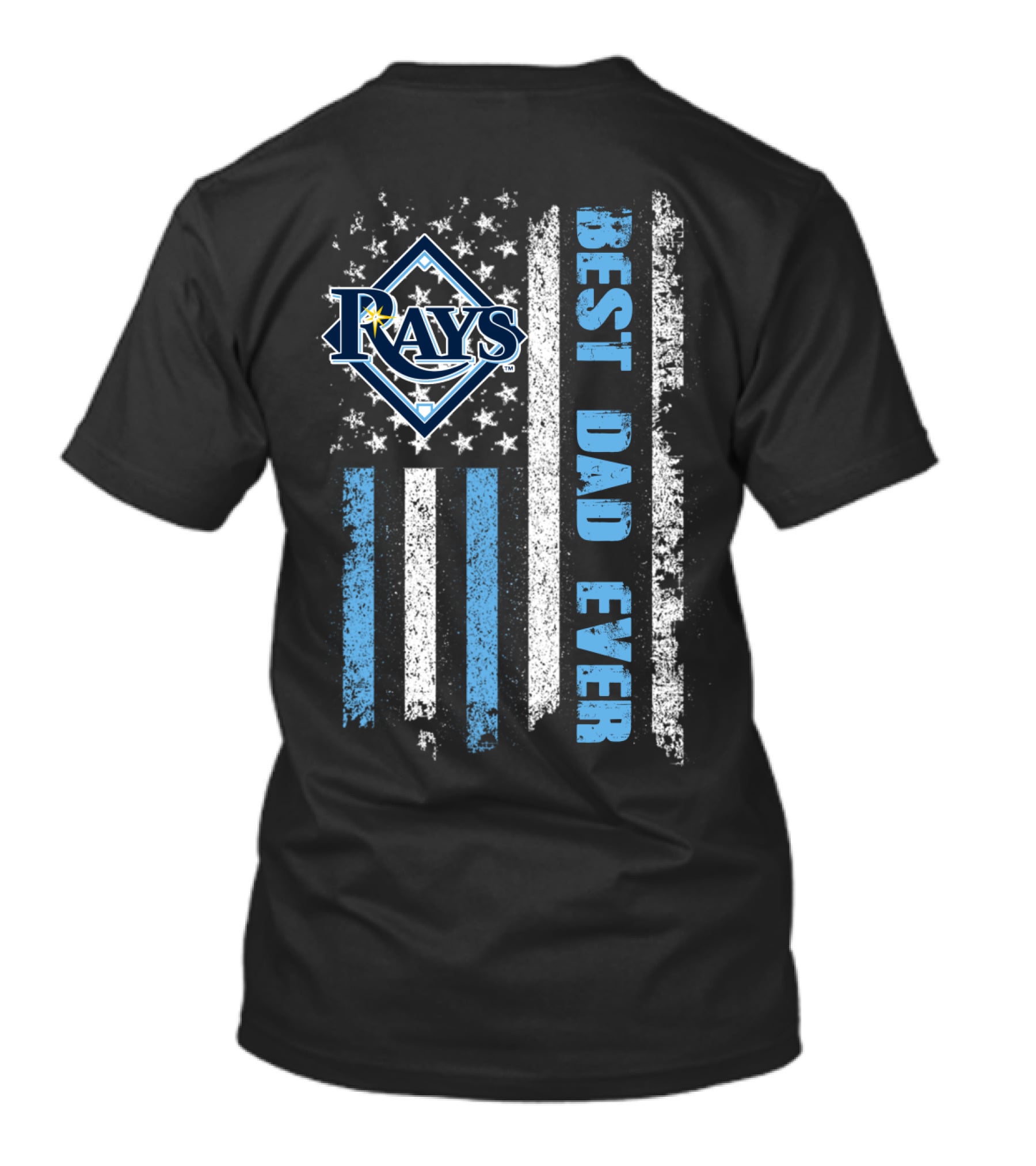 Rays Best Dad Ever American Flag Blue Stripes T-Shirt