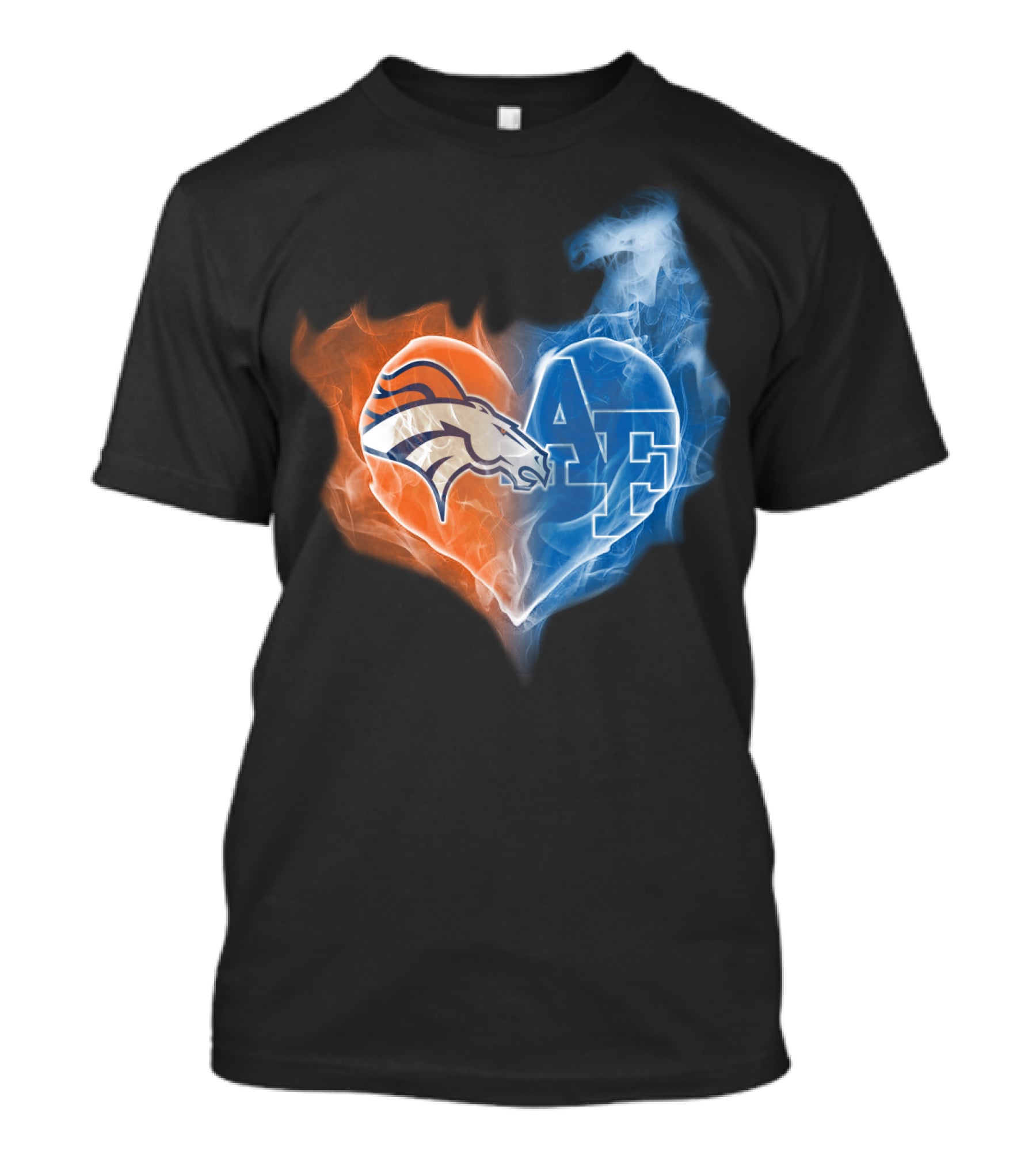 Denver Broncos And Air Force Falcons Heart T-Shirt