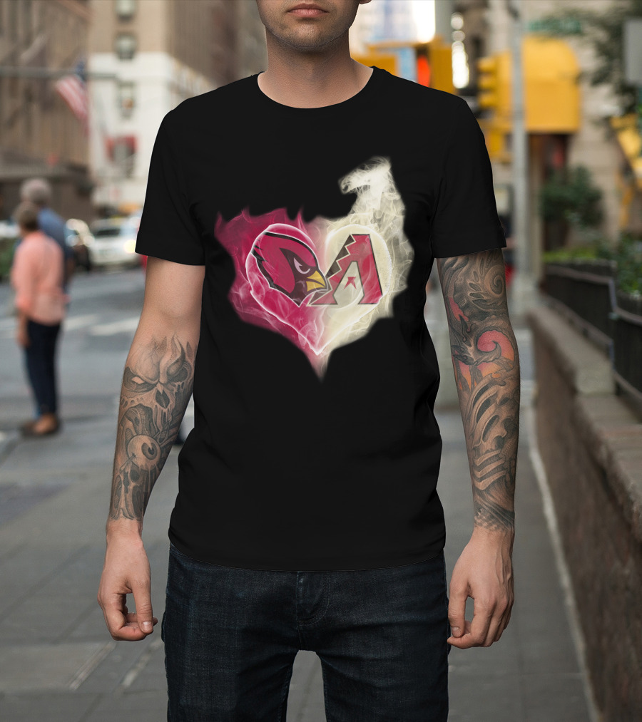 Arizona Cardinals Diamondbacks Smoke Heart T-Shirt