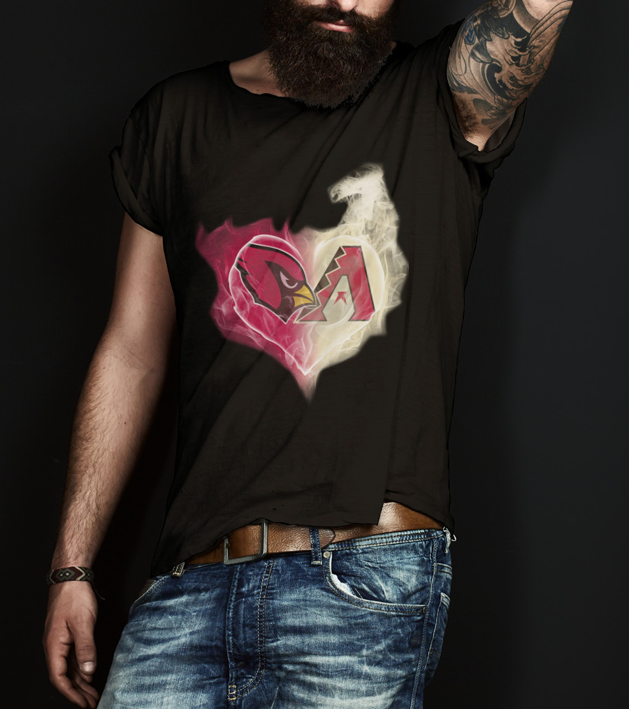 Arizona Cardinals Diamondbacks Smoke Heart T-Shirt