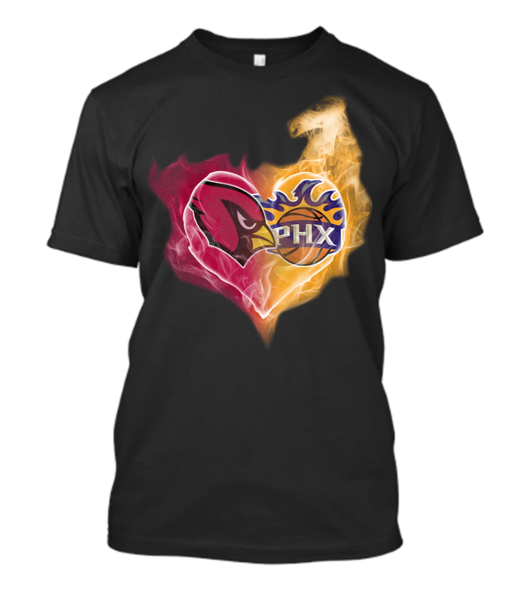 Arizona Cardinals Phoenix Suns Flame Heart T-Shirt