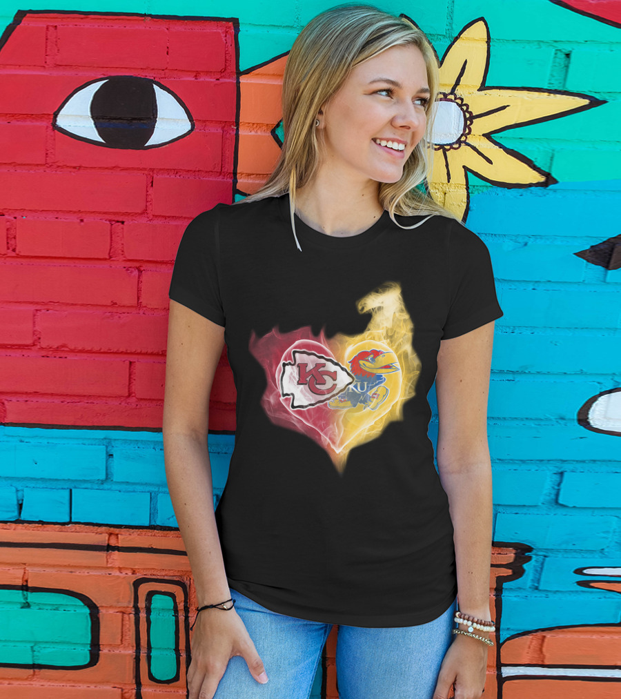 Kansas City Chiefs Ku Jayhawks Heart Smoke T-Shirt