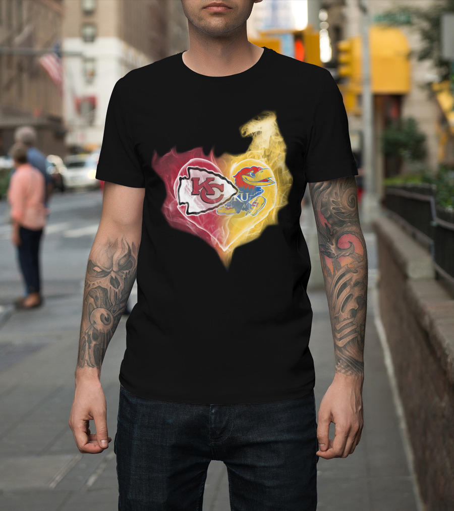 Kansas City Chiefs Ku Jayhawks Heart Smoke T-Shirt