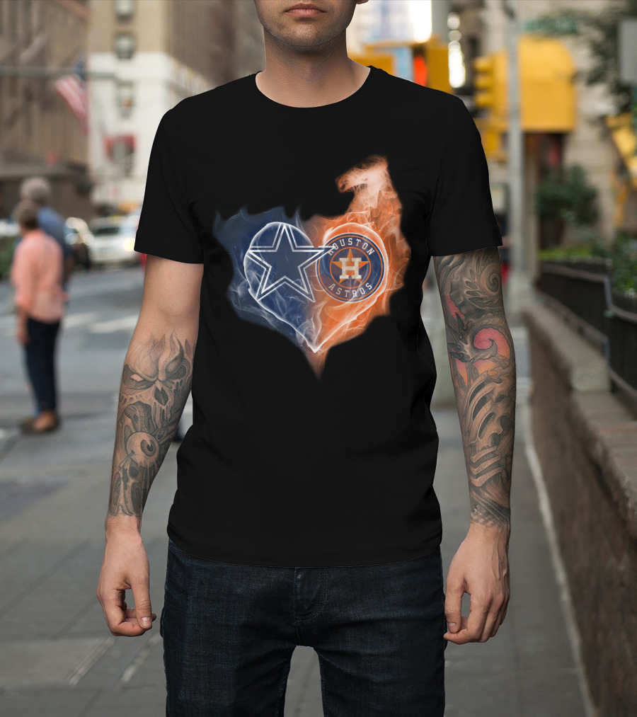 Dallas Cowboys Houston Astros Heart T-Shirt