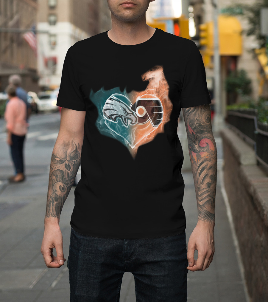 Eagles Flyers Heart Fusion T-Shirt