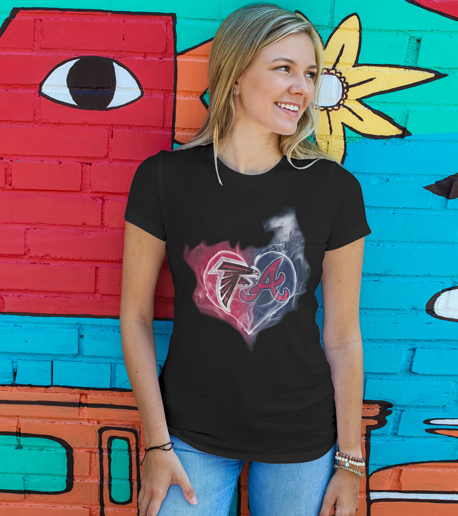 Falcons Braves Heart Smoke Atlanta Sports T-Shirt
