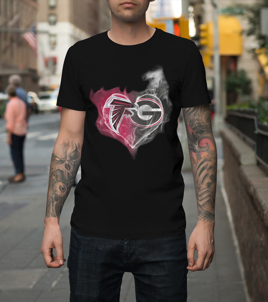 Atlanta Falcons Georgia Bulldogs Heart Smoke T-Shirt