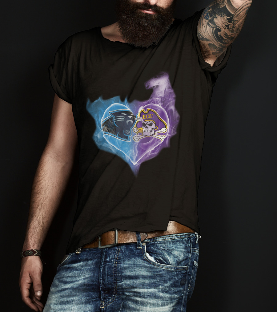Panthers Ecu Pirates Heart Smoke T-Shirt