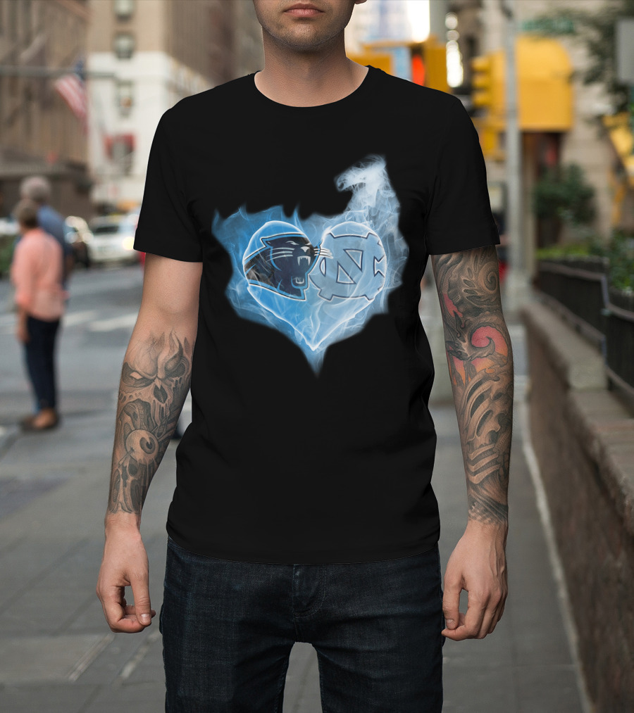 Carolina Panthers Unc Tar Heels Heart Smoke Fusion T-Shirt
