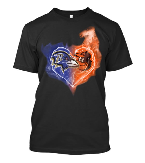 Baltimore Ravens Orioles Heart Fusion T-Shirt